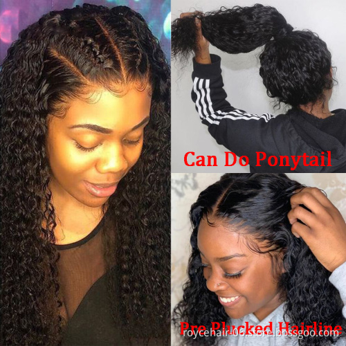 100% Brazilian Virgin Curly Human Hair Wigs Vendor,  Body Wave Pre plucked Transparent 360 Swiss Lace Front Wig For Black Women